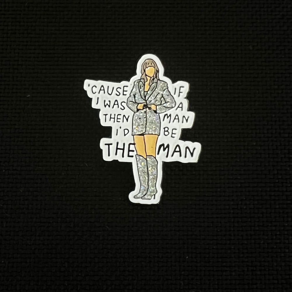 Taylor Swift Glittery Enamel Pin Lover The Man Lyrics I'd Be The Man Pin